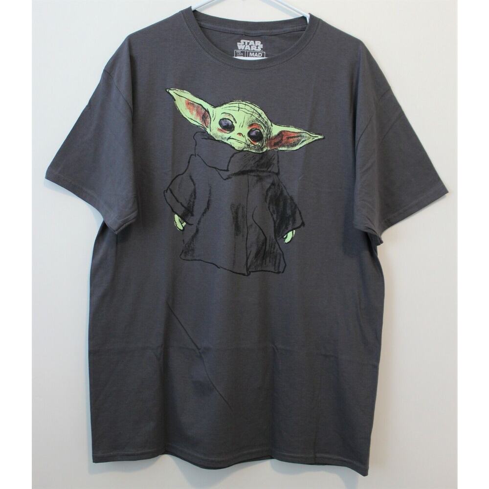 Star Wars Standing Child Men's Baby Yoda Grey T-shirt Multisize NWT